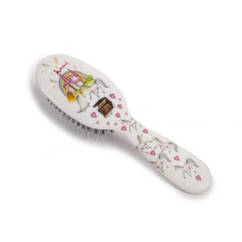 Rock & Ruddle Soft White Natural Boar Bristle Hairbrush for Babies and Young Children (Baby 6.9") - Perfect for Fine Hair Detangling and Smoothing - Designed & Made in UK - Fairies Design
