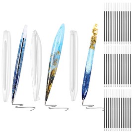 3 Pieces Pen Resin Mold, Epoxy Resin Molds with 45 Pieces Ink Pen Refills,Ballpoint Pen Silicone Molds Resin Casting Molds for DIY Resin Crafts Making and Student Gift
