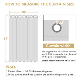H.VERSAILTEX Patio Door Curtain 100% Blackout Sliding Door Curtains Thermal Insulated, Extra Wide Window Curtain Grommet Black Out Curtains 84 inch Long, W100 x L84 inch - Natural Sand