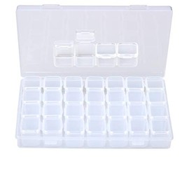 Qoosea 28 Grids Diamond Embroidery Box, Diamond Storage Box Beads Organizer Case for Jewellery Beads Earring Tool Container Clear( 2.3*1.9*2.1 cm)