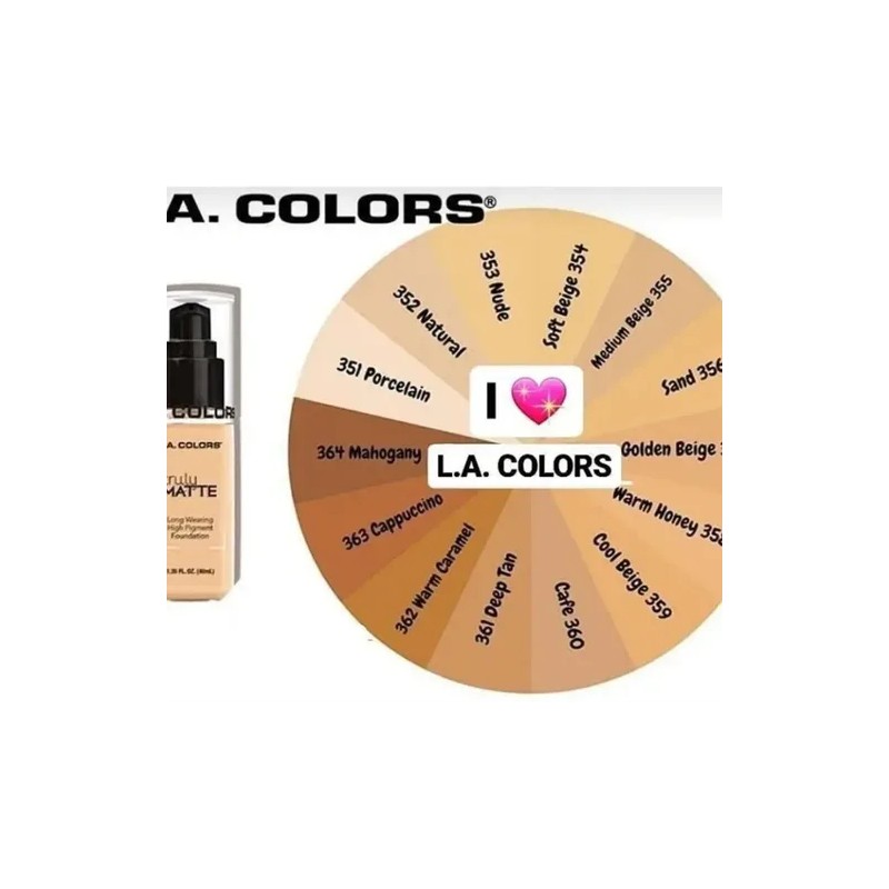 L.a. Colors Truly Matte Foundation Base De Maquillaje 7 Pz