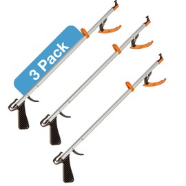 Sammons Preston Easireach II Reacher, 26" Ergonomic Reaching Aid with Magnet, Lightweight 7 oz. Magnetic Grabber Tool & Reaching Claw, Aluminum Trash Pickup, Lightbulb Remover, & Garden Nabber, 3 Pack