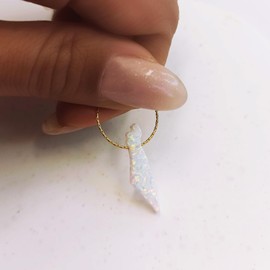 Tooliks - Opal Israel Map Necklace – Gold Filled White Opal – Minimalist Judaica Jewelry Gift for Women & Men (White, Gold Filled)