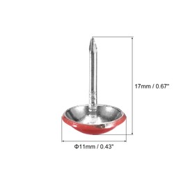 QUARKZMAN 40pcs Upholstery Nails 11mm x 17mm Round Head Decorative Furniture Tacks Thumbtacks for Furniture Sofa Headboards Red