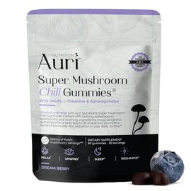 Auri Super Mushroom Chill Gummies Natural Calming Aid & Stress Reduction Suplemento Para Adultos W/Reishi Mushroom, Ashwagandha, L-Teanina Desenrolla 