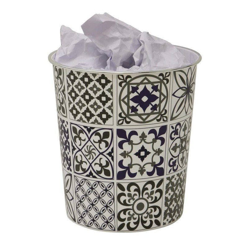 JVL Mosaic Navy Waste Paper Bin, Set of 2