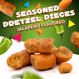 Jalapeño Pretzel Pieces | 1 Pound Bag | Bold Flavored, Dye Free, Spicy Jalapeño Snacks | No Artificial Flavors | Hearty, Savory Seasoned Pretzel Bites