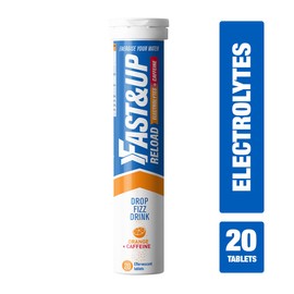 Fast&Up Reload – Orange + Caffeine Flavour – 20 Effervescent Tablets – Instant Electrolytes for Rapid Hydration & Energy - Added Vitamin C & B12 for Performance, Wellbeing, Travel & Recovery – Vegan