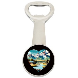 Island Park Idaho Travel Souvenir Destination Heart Shape Design Magnetic Bottle Opener Single