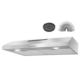 GRACEALL 30 Inch Range Hood Under Cabinet Oven Vent Hood, Ducted/Ductless Convertible Kitchen Extractor, Stainless Steel Stove Exhaust Fan, Charcoal Filter and Exhaust Pipe Included