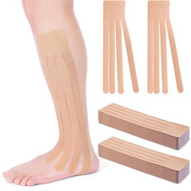 Geiserailie 30 Pcs Precut Lymphatic Drainage Tape Kinesiology Precut Fan Tape Edema Strips Elastic Fan Cuts for Swelling Support Legs Arms Chest Neck Back(Skin Color)