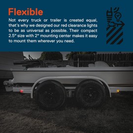 TRUE MODS 12pc 2.5" Red LED Trailer Marker Light Kit w/Chrome Bezel [DOT FMVSS 108] [SAE P2] [Surface Mount] [Waterproof IP67] Side Marker Lights for Trailer Truck