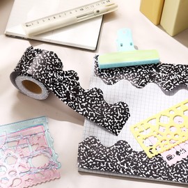Fuutreo 32.8 ft Composition Notebook Bulletin Board Borders Back to School Bulletin Border Office Scalloped Trim for School Fiesta National Wedding Party Decoration