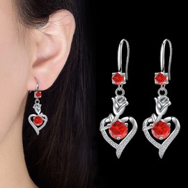 Drop Earrings for Women Girls, Dangle Earrings with Shiny Cubic Zirconia│Hypoallergenic Dangly Earring for Sensitive Ears│Rose Flower Earrings for Anniversary Christmas