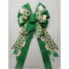 Tied by Hand Patrick's Day Bow, Metallic Shamrocks on Beige,