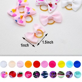 Dog Hair Bows Cute Puppy Dog Bowknot Hair Ties Bulk with Rubber Bands Hair Accessories Bow Pet Grooming Products 40PCS