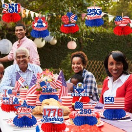 4th of July Centerpieces,12pcs 4th of July Table Decorations Patriotic Table Centerpieces Memorial Day Decorations Honeycomb for Veterans Labor Presidents Flag Memorial Day