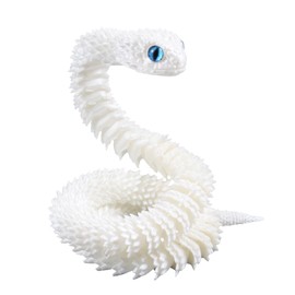 Tinoaly 3D Printed Snake, 22.83 Inch Novelty Viper Toy Funny Fidget Animal Articulated Flexible Anaconda Toy Model for Home Office Executive Desk Decoration (White)