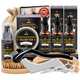 Dad Gift Christmas, Beard Care Set for Men with Beard Roller, Beard Shampoo, 3 Beard Oil, Beard Balm, Beard Comb, Beard Brush, Beard Scissors, Beard Stencils, Men's Beard Care Set Gift for Men