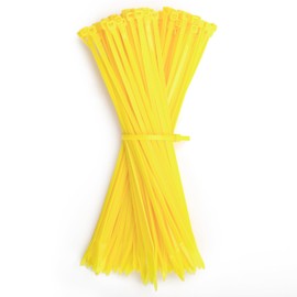 GUNGY Cable Ties 200 x 3.6 mm Yellow Cable Ties UV Resistant Heat Resistant Tensile Strength 18 kg for Cable Management Gardening Workshops Pack of 100