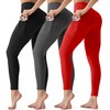 3 Pack Leggings with Pockets for Women,Butt Lift High Waisted