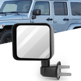 ITOPUP Driver Side View Mirror Fit for 2007-2017 For Jeep Wrangler Door Mirror Manual Operated Manual Folding Non-heated Replacement Exterior Mirror Black CH1320271