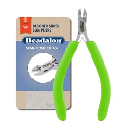 Beadalon Designer Series Slim Semi-Flush Cutter, Lime Green Vinyl-Free Grips, Stainless Steel, Box Joint, Double Leaf Springs, 5.75 in