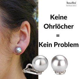Traveller® Jewellery Clip-on Earrings - Mallorca Pearls - Silver colored - Pearl 10 mm - Light grey - 710110