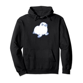 Kawaii Cute Baby Ringed Seal Pup White Phocine Seal Animal Pullover Hoodie