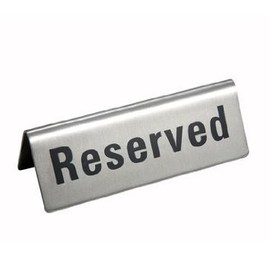 New Star Foodservice 26887 Stainless Steel Table Sign "Reserved" 1.75"x 4.75", Set of 6