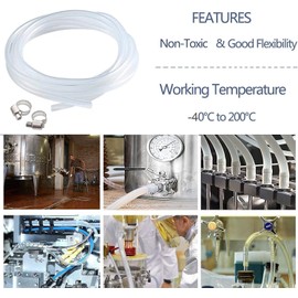 Food Grade Tube Silicone Tube, 10mm(3/8 inch) ID x 13mm(1/2 inch) OD, Pipe Flexible Hose for Home Brewing 10 ft with Stainless Worm Gear Hose Clamps