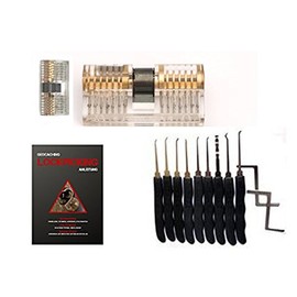 Lock Picking Set + German Design Pins Bottom + Lock Picking Instructions/Manual German - House Door Practice Lock Cracking Locks - Hobby - Practice Lock - Geocaching