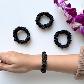 SILVR BEAR Luxury Satin Skinny Black Scrunchies