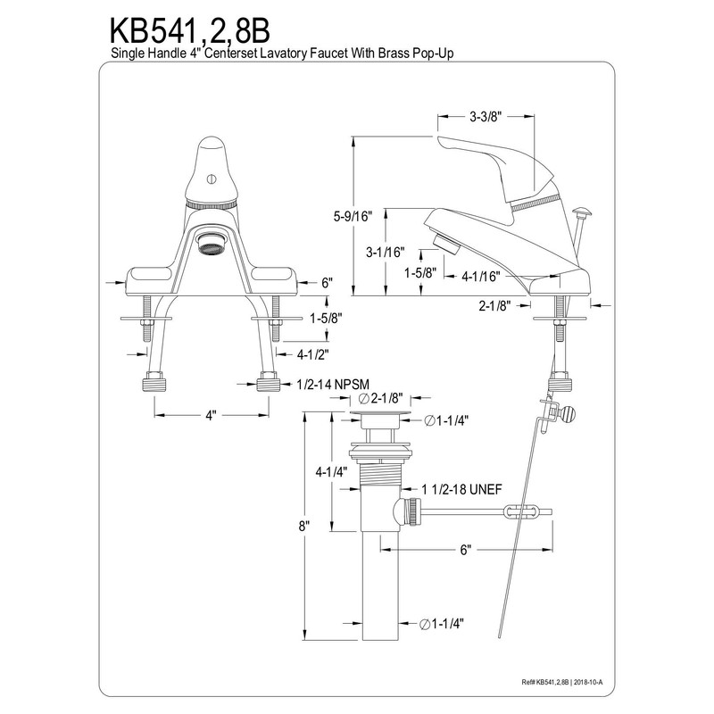 Kingston Brass KB542B Single-Handle 4 in. Centerset Bathroom Faucet, Polished