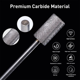 Beautilux Nail Drill Bits, Drill Bit for Nails, 3/32 Inch Nail Bits, Nail Cutter Attachments, for Nail Drill, Tungsten Carbide Drill Bit for Manicure Removal, Acrylic or Hard Gel (NDB-FB-F)