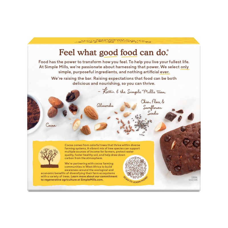 Simple Mills Soft Baked Almond Flour Bars, Chocolate Brownie, Nothing