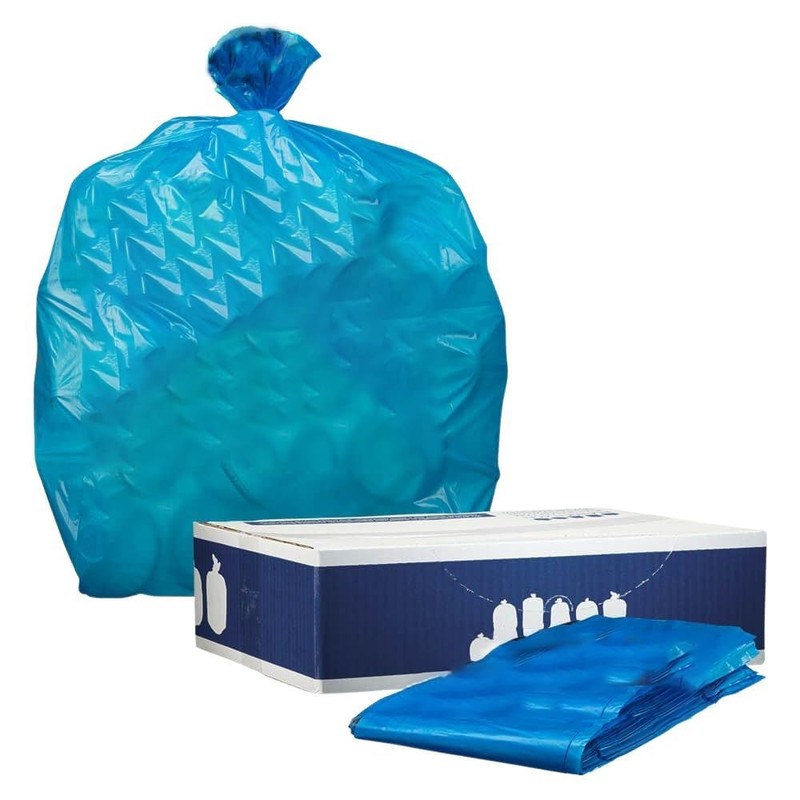 Plasticplace 65 Gallon Recycling Trash Bags │1.5 Mil │ Blue
