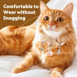 Yopoll Lucky Kimono Cedar-Bead Pet Collar – Adjustable Traditional Cat and Dog Neckwear for Weddings, Photography, Birthday, Party (Cat Bells)(Pink, XS)