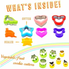 Uncrustables Maker, 12pcs Sandwich Cutter and Sealer sets, Uncrustable Sandwich Cutter, Decruster Sandwich Maker, Bread Cookie Cutters for Boys Girls Lunch & Bento Box (Dinosaur Heart Mickey Star)