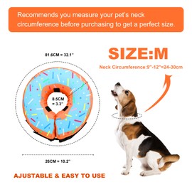 Dog Cone Collar for Small Medium Large Dogs and Cats,Inflatable Dog Collars for After Surgery, Adjustable Soft Dog Cone Protective Elizabethan Collar Pet Collar to Stop Licking - M
