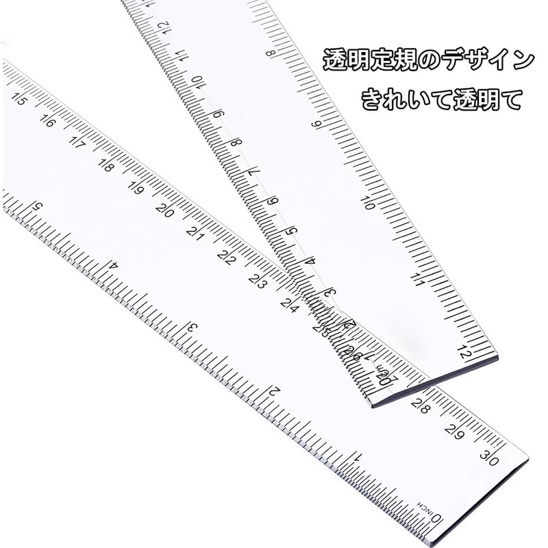 ZJYCLY Ruler, 11.8 inches (30 cm), Cutting Ruler, Stedra, Clear,