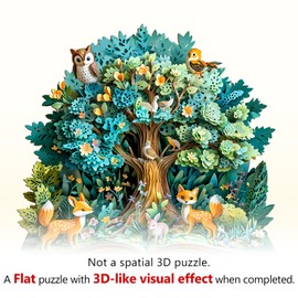 WOODBESTS Wooden Puzzles for Adults-3D Forest Tales, 90 Pieces Wood Puzzle (S-8.5 * 7.9in), Premium Art Shape Wooden Animal Jigsaw Puzzles, for Men/Women & Family Game Night