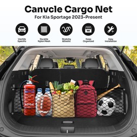 Canvcle Trunk Cargo Net for 2023-2025 Kia Sportage Accessories Envelope Style Mesh Trunk Net Organizer and Storage Stretchable Adjustable Elastic Nylon Rear Cargo Netting with Hooks