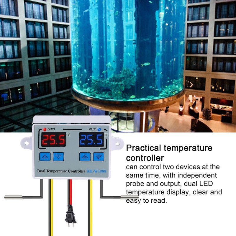 110-220V Digital Dual Temperature Controller LED Celsius Thermostat Regulator Heating