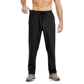 BondiTrekk Men's Fleece Lined Jogger Winter Athletic Workout Warm Pants with Zipper Pockets and Elastic Drawstring for Outdoor Black