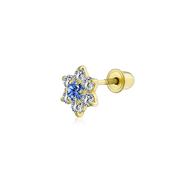 Tiny Blue Cubic Zirconia Flower Helix Cartilage Ear Lobe Piercing