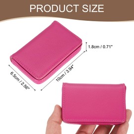 sourcing map Business Card Holder, PU Leather Business Card Case Pocket Business Name Card Holder with Magnetic Shut for Men and Women, Rose Red