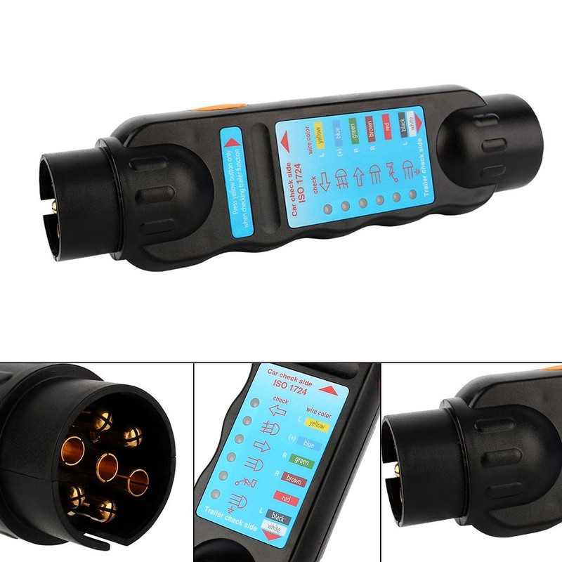 Tester Trailer Socket, Trailer Plug Tester with 7 Blades, 12