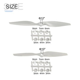 sourcing map 10x7, 12x6 Propeller RC Propellers 2 Vane Blades Props Wings Grey with Adapter Rings for Electric Airplane Aircraft, Pack of 4