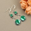 Natural Malachite Earrings for Women Mom Wife 925 Silver Overlay